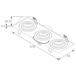 Foco basculante cuadrado empotrar Aluminio 3L, para Lámpara GU10/MR16, Blanco, Wengué ó Texturizado